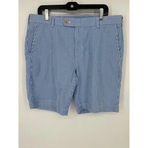 Brooks Brothers Mens Seersucker Bermuda Shorts Size 36 Blue Striped 9" Nautical